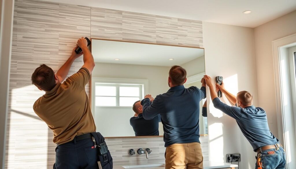 Technician performing mirror replacement in Glenwood Springs home