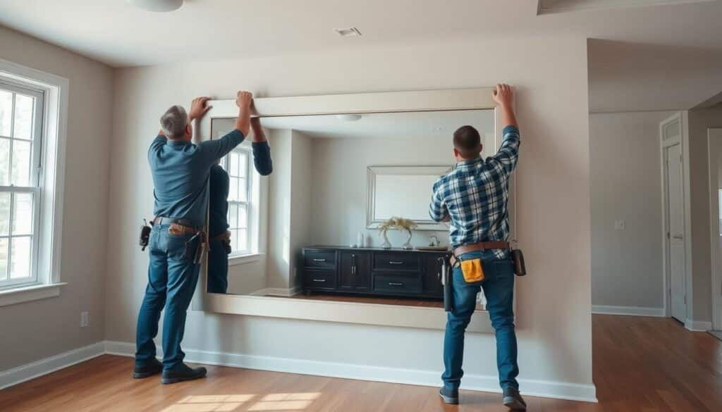 Technician performing mirror replacement in Grand Junction home