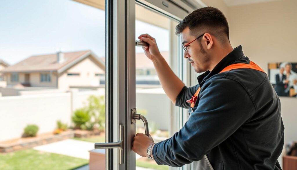 Technician providing local door repair services in Grand Junction
