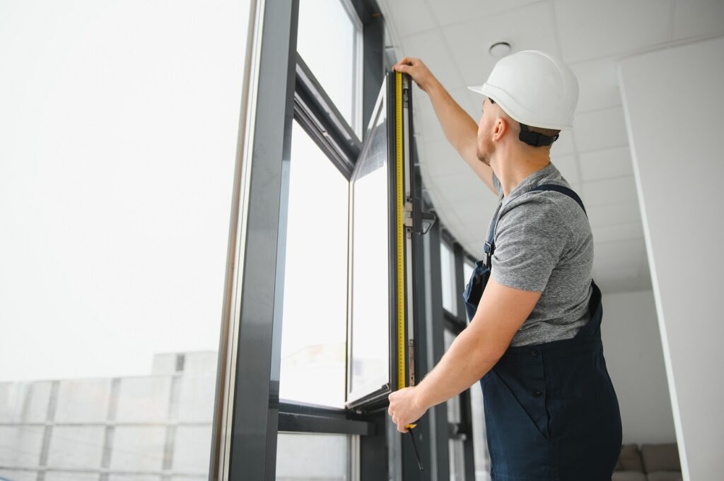 Professional technician repairing residential and commercial window glass in Grand Junction, Colorado.