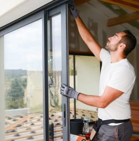 Professional technician performing commercial and residential door repair services in Grand Junction, Colorado.