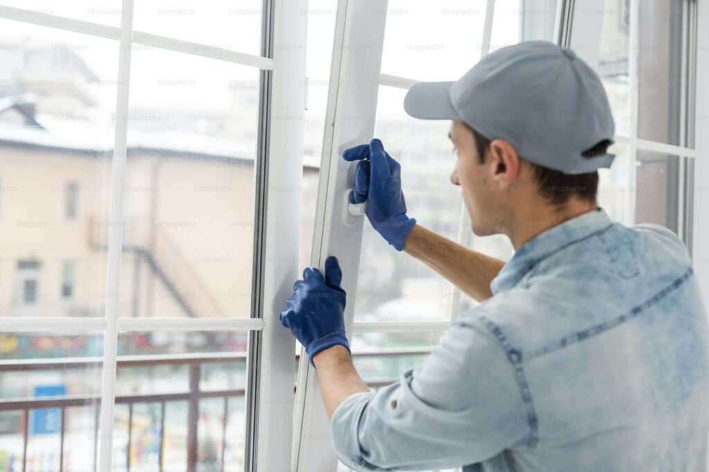 Professional technician repairing residential and commercial windows in Grand Junction, Colorado.