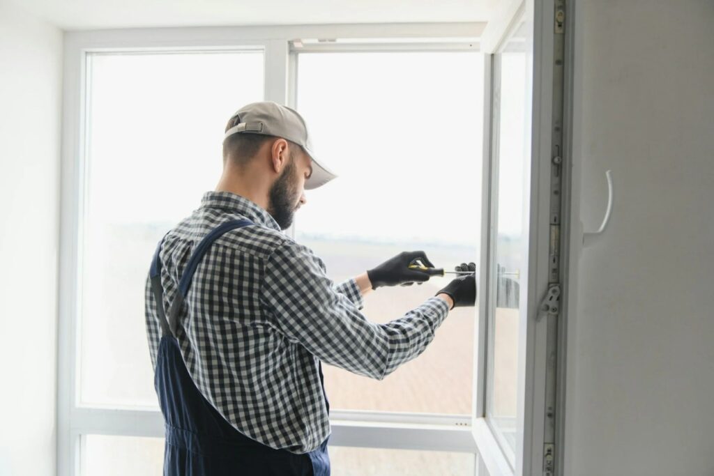 Technician performing emergency glass repair in Grand Junction